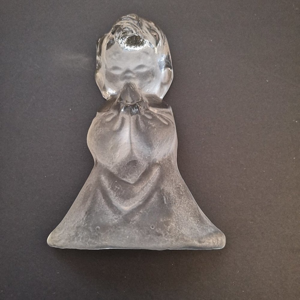 VTG Viking Glass Praying Girl Figurine Heavy Crystal Paperweight/Bookend
